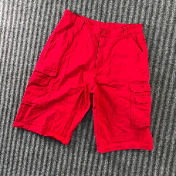 Mens Beat & Rhythm Red Cargo Shorts Size 34 Cotton Casual Summer Hip Hop Skater - Picture 1 of 6